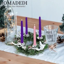 * Adventskrans Kunstkandelaar Kerstmis - Kerstkrans Met 4 Kandelaars Adventkrans, Decoratie, Tafeldecoratie Voor Kaarsen, Puntige Kaarsen, 30 Cm, Rood, 30 Cm New