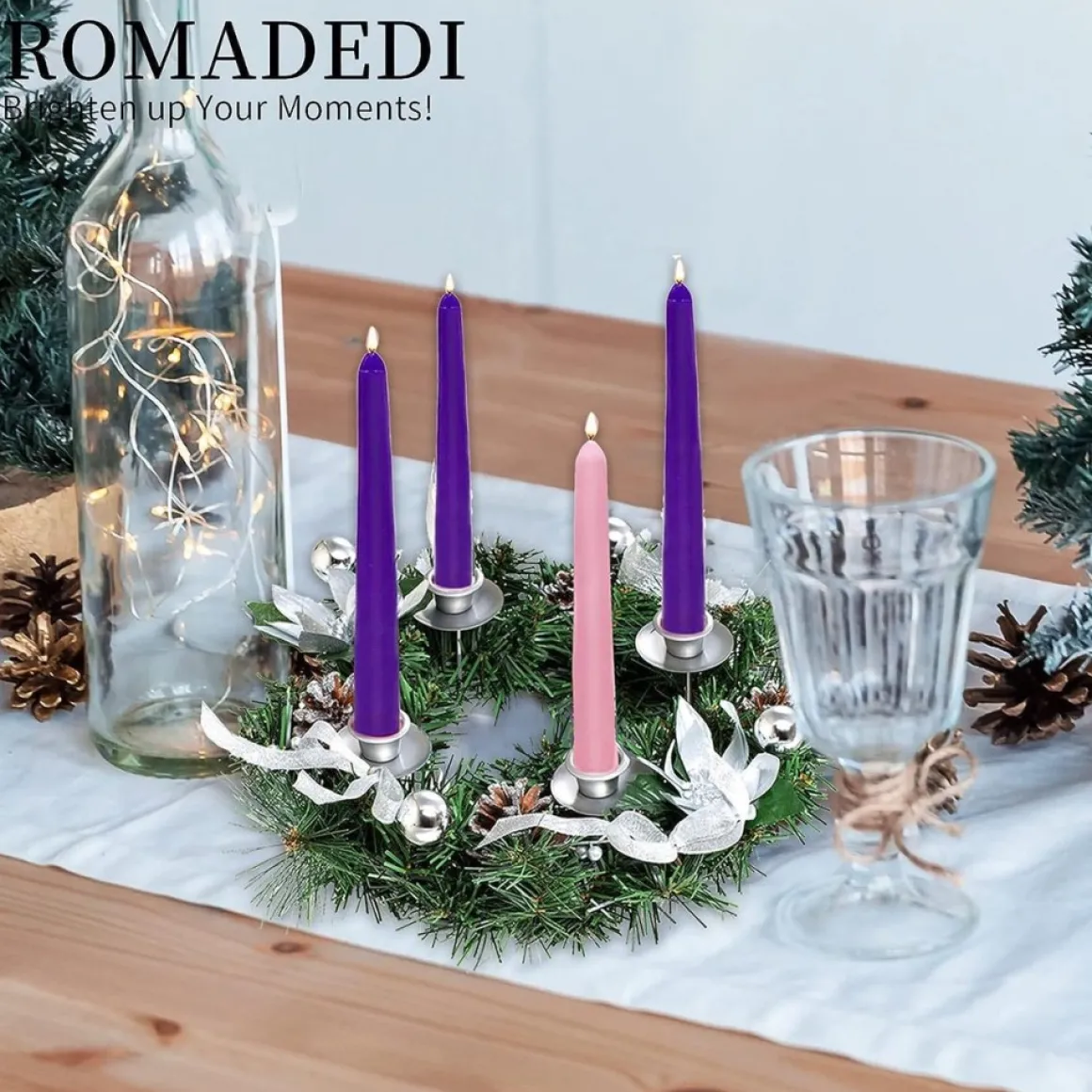 * Adventskrans Kunstkandelaar Kerstmis - Kerstkrans Met 4 Kandelaars Adventkrans, Decoratie, Tafeldecoratie Voor Kaarsen, Puntige Kaarsen, 30 Cm, Rood, 30 Cm New