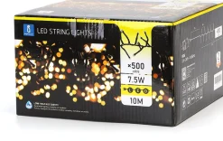 Aigostar Kerstlichtsnoeren^ Led Lichtsnoer - Lichtslinger - Led Lampjes Slinger - 7,5 Watt - 500 Leds - 10M - Warm Wit - Ip44