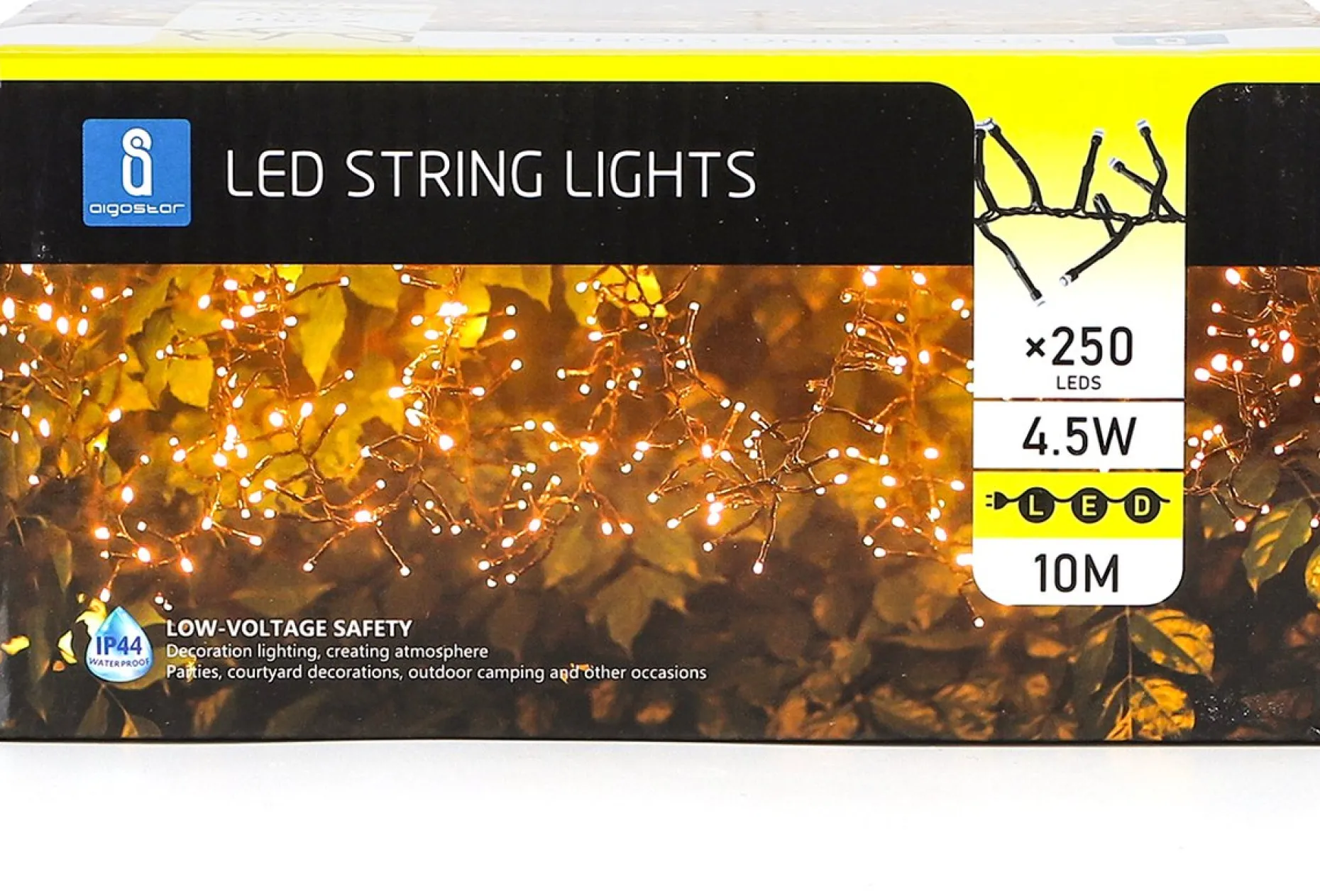 Aigostar Kerstlichtsnoeren^ Led Lichtsnoer - Lichtslinger - Led Lampjes Slinger - 4.5 Watt - 250 Leds - 10M - Ip44