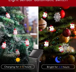 * Kerstlichtsnoeren^Aigostar Lichtsnoer - Zonne-Energie - Kerstman - 10 Led's - 3.8M - Buiten