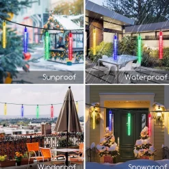 Aigostar Kerstlichtsnoeren^ 10Vrl Tuinverlichting Lichtsnoer - Kerstverlichting Buiten - Zonne Energie - 20 Led - Partyverlichting - 5.8M - Buiten