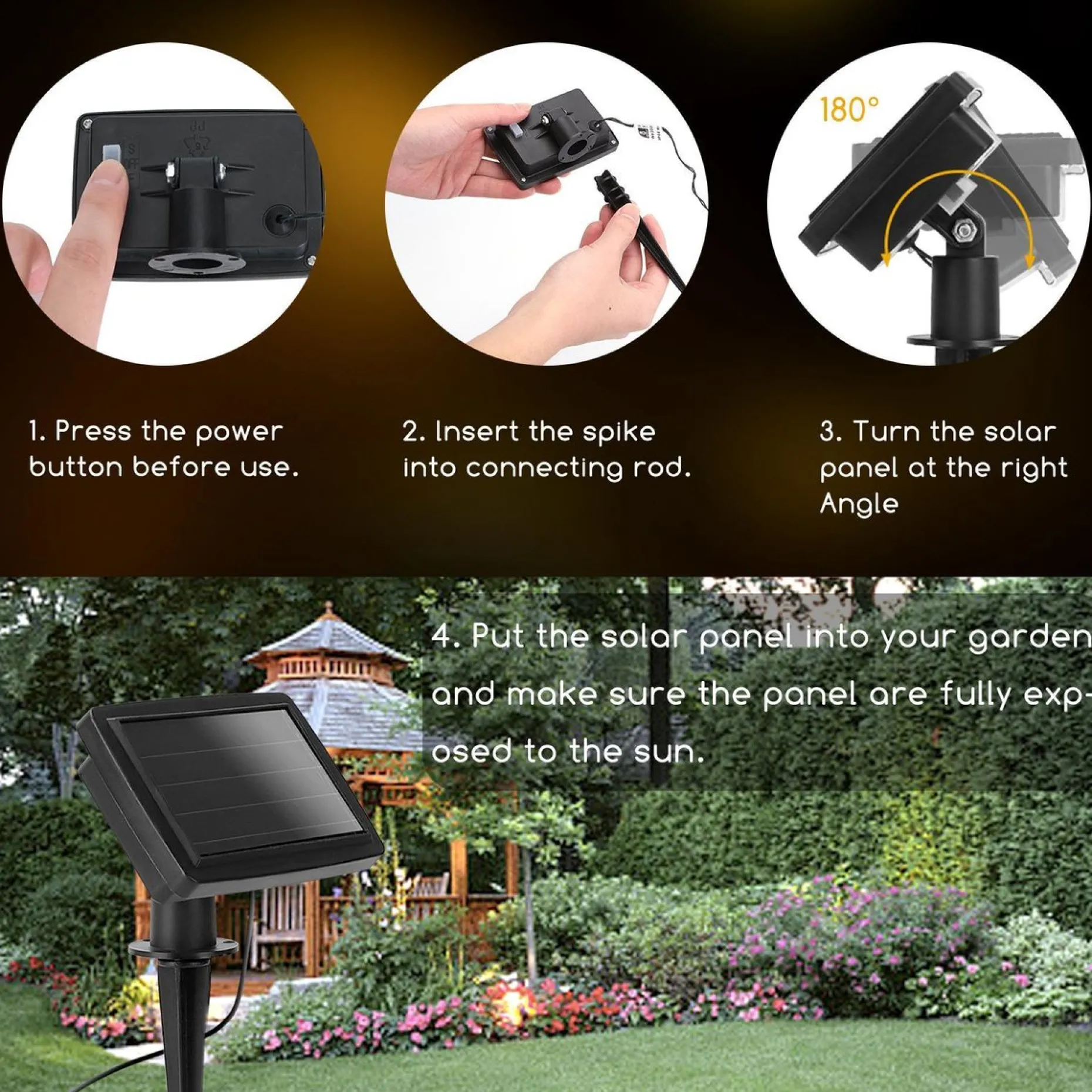 Aigostar Kerstlichtsnoeren^ 10Vrl Tuinverlichting Lichtsnoer - Kerstverlichting Buiten - Zonne Energie - 20 Led - Partyverlichting - 5.8M - Buiten