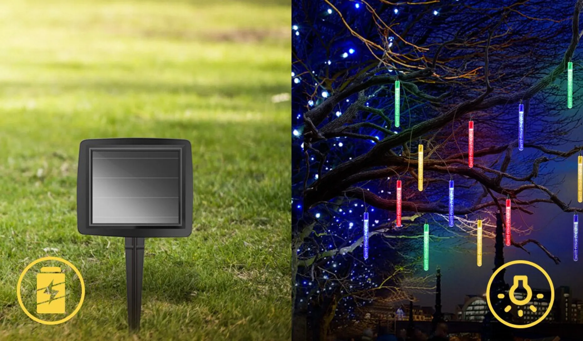 Aigostar Kerstlichtsnoeren^ 10Vrl Tuinverlichting Lichtsnoer - Kerstverlichting Buiten - Zonne Energie - 20 Led - Partyverlichting - 5.8M - Buiten