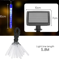 Aigostar Kerstlichtsnoeren^ 10Vrl Tuinverlichting Lichtsnoer - Kerstverlichting Buiten - Zonne Energie - 20 Led - Partyverlichting - 5.8M - Buiten
