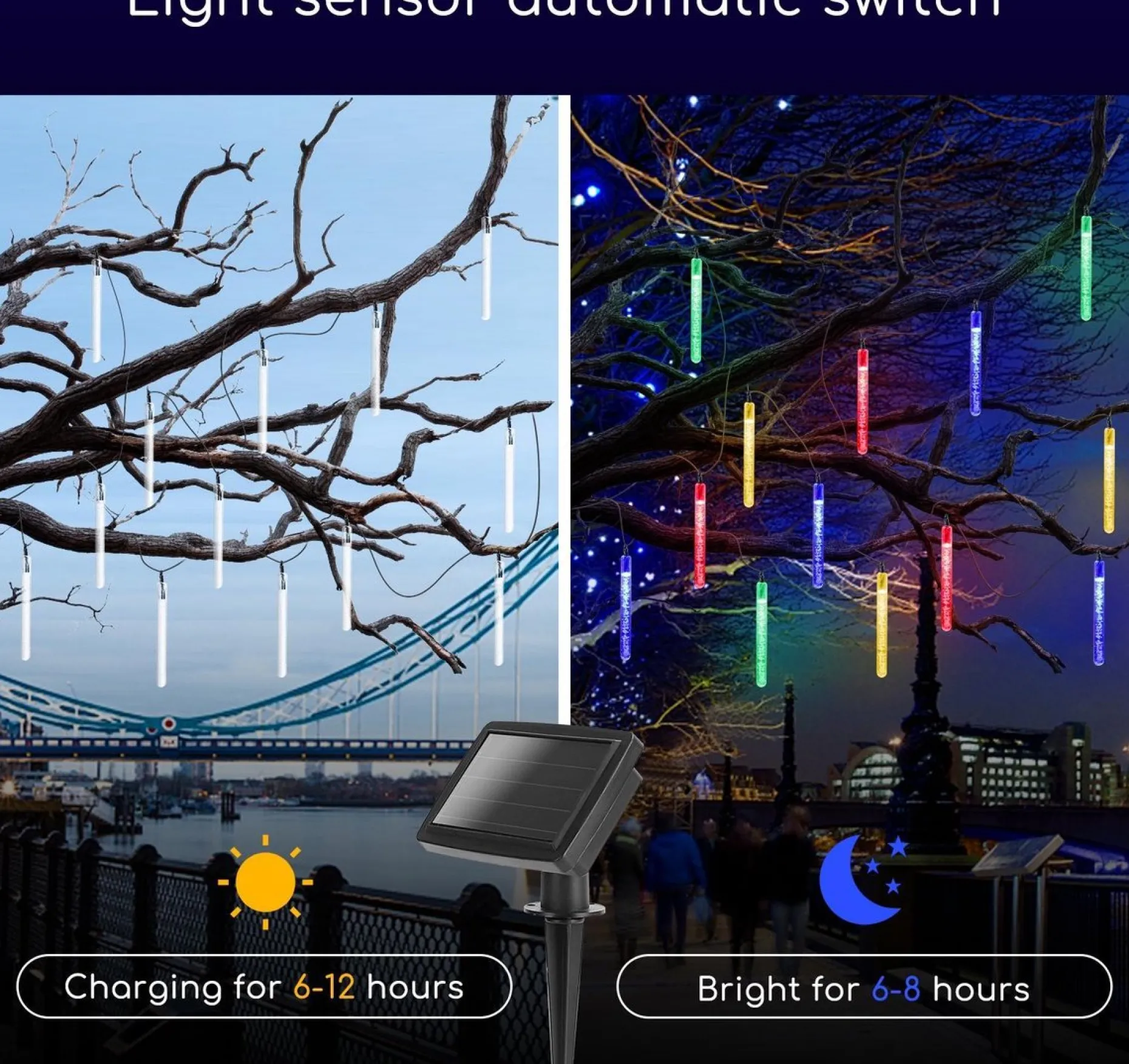 Aigostar Kerstlichtsnoeren^ 10Vrl Tuinverlichting Lichtsnoer - Kerstverlichting Buiten - Zonne Energie - 20 Led - Partyverlichting - 5.8M - Buiten