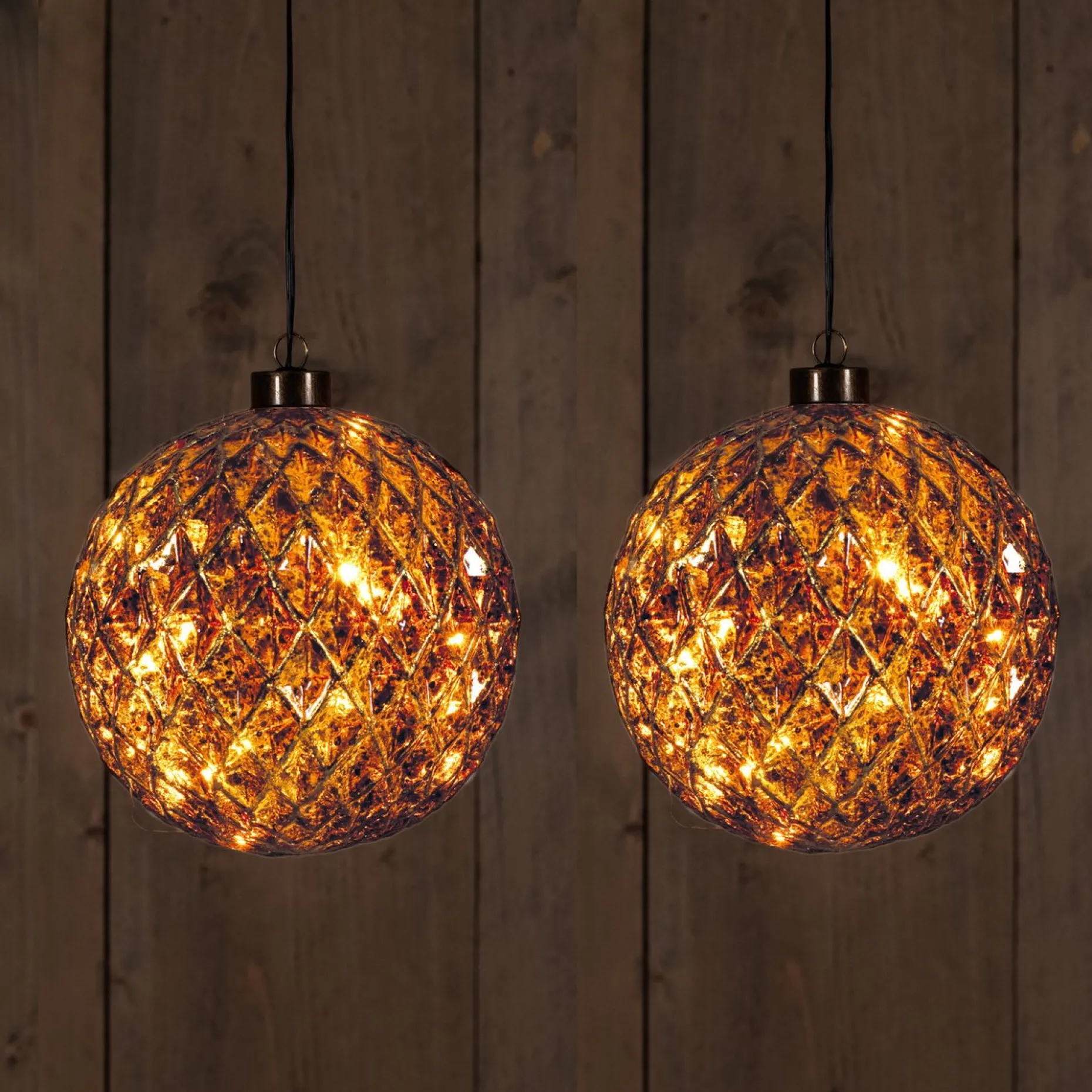 Anna's Collection Verlichte Kerstfiguren^Anna Collection Verlichte Kerstballen -2X St- Antiek Goud -15 Cm -Glas -Warm Wit