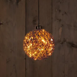 Anna's Collection Verlichte Kerstfiguren^Anna Collection Verlichte Kerstballen -2X St- Antiek Goud -15 Cm -Glas -Warm Wit