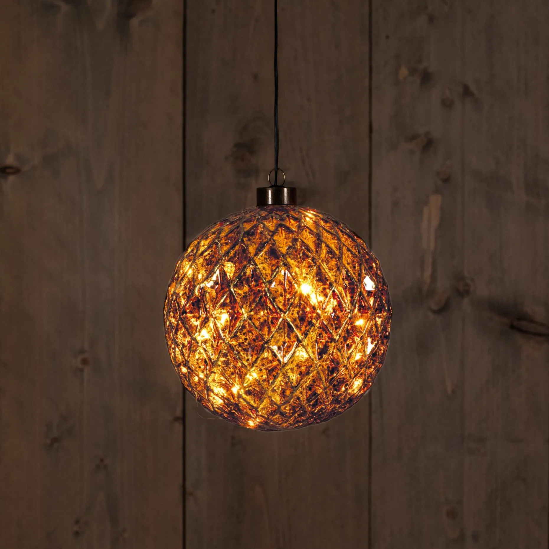Anna's Collection Verlichte Kerstfiguren^Anna Collection Verlichte Kerstballen -2X St- Antiek Goud -15 Cm -Glas -Warm Wit