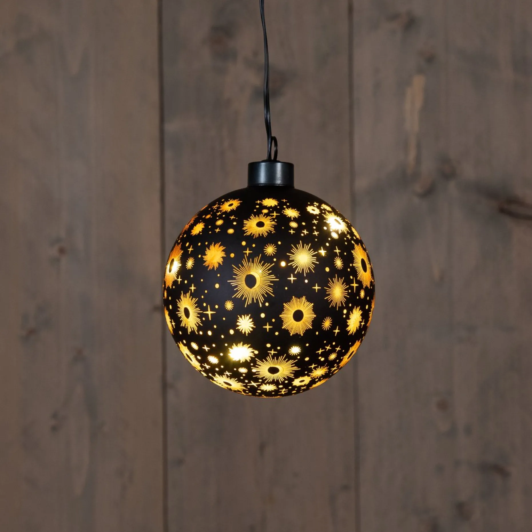 Anna's Collection Verlichte Kerstfiguren^Anna Collection Verlichte Kerstballen - 2X St- Zwart Kosmos - D10 Cm - Warm Wit