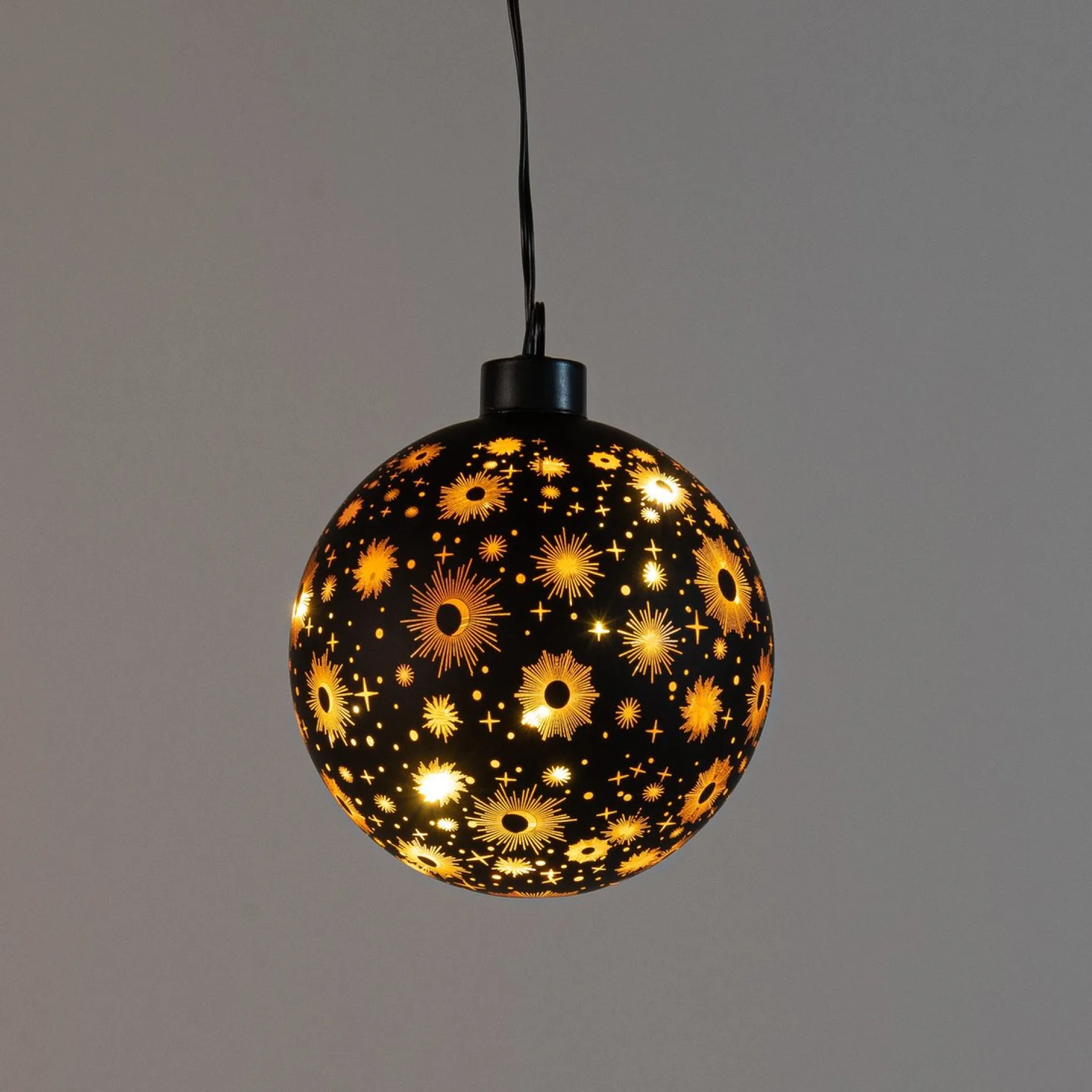 Anna's Collection Verlichte Kerstfiguren^Anna Collection Verlichte Kerstballen - 2X St- Zwart Kosmos - D10 Cm - Warm Wit