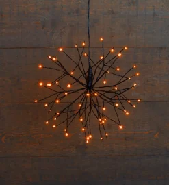 Anna's Collection Verlichte Kerstfiguren^ Kerstverlichting - Lichtbol - Zwart - Warm Wit - 63Led - 30Cm