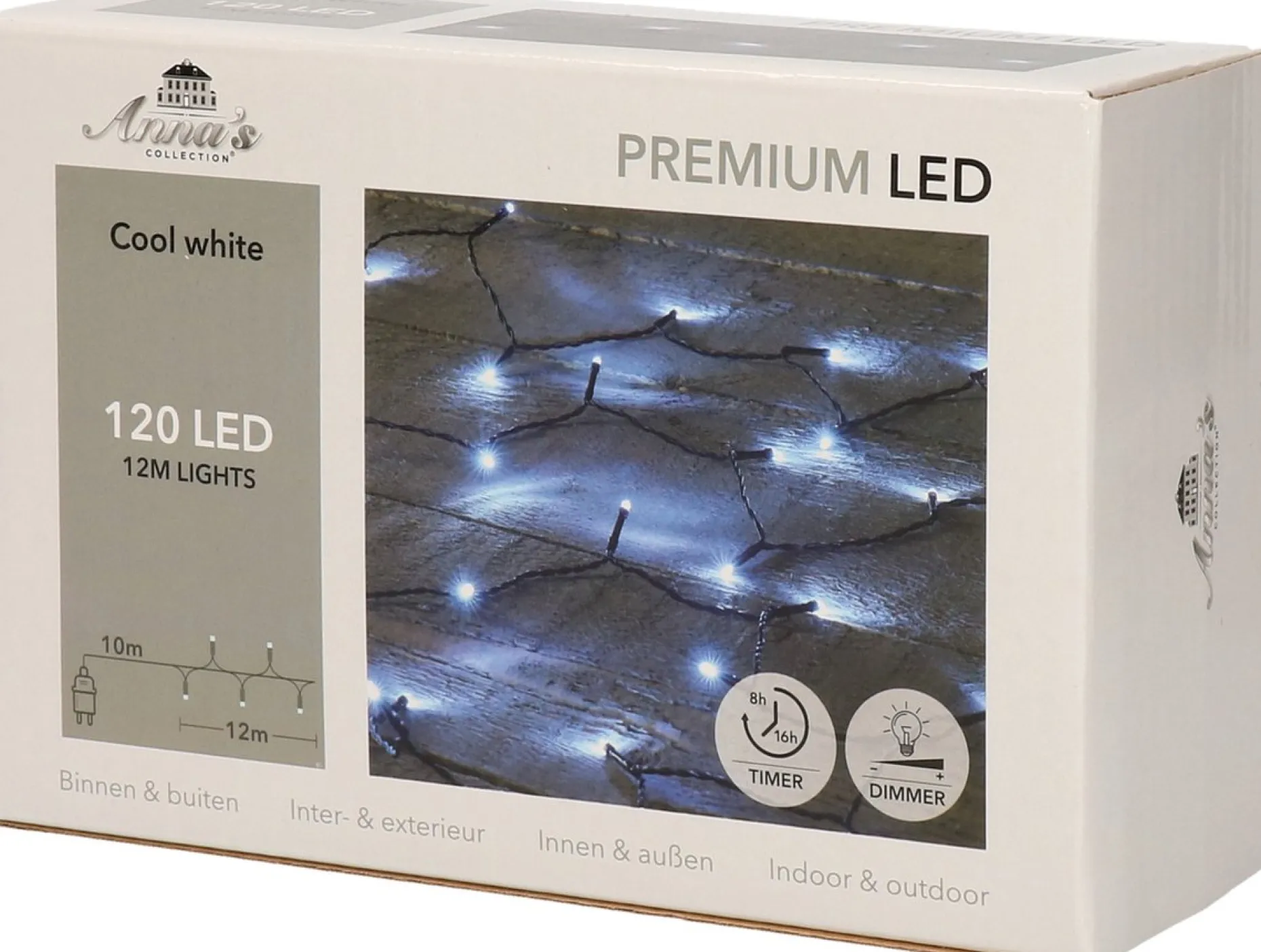 CBD Kerstlichtsnoeren^Anna's Collection Kerstverlichting - Helder Wit - 120 Leds - 12M - Dimmer-Timer