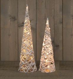 Anna's Collection Verlichte Kerstfiguren^ Led Kegel Kerstbomen - 2X St - 40 En 60 Cm - Kerstverlichting