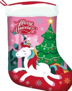arditex Kerstsok Unicorn 42 Cm Polyester Rood/ Outlet