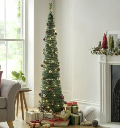 Argos Home Kunstkerstbomen^ 180Cm Pop Up Led Kerstboom Kerstballen Dennenappels Groen