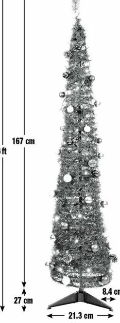Argos Home Kunstkerstbomen^ 180Cm Pop Up Led Kerstboom Kerstballen Dennenappels Groen