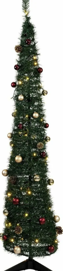 Argos Home Kunstkerstbomen^ 180Cm Pop Up Led Kerstboom Kerstballen Dennenappels Groen