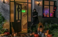 Argos Home Voorverlichte Zwarte Halloween Krans Kerstkrans Hot
