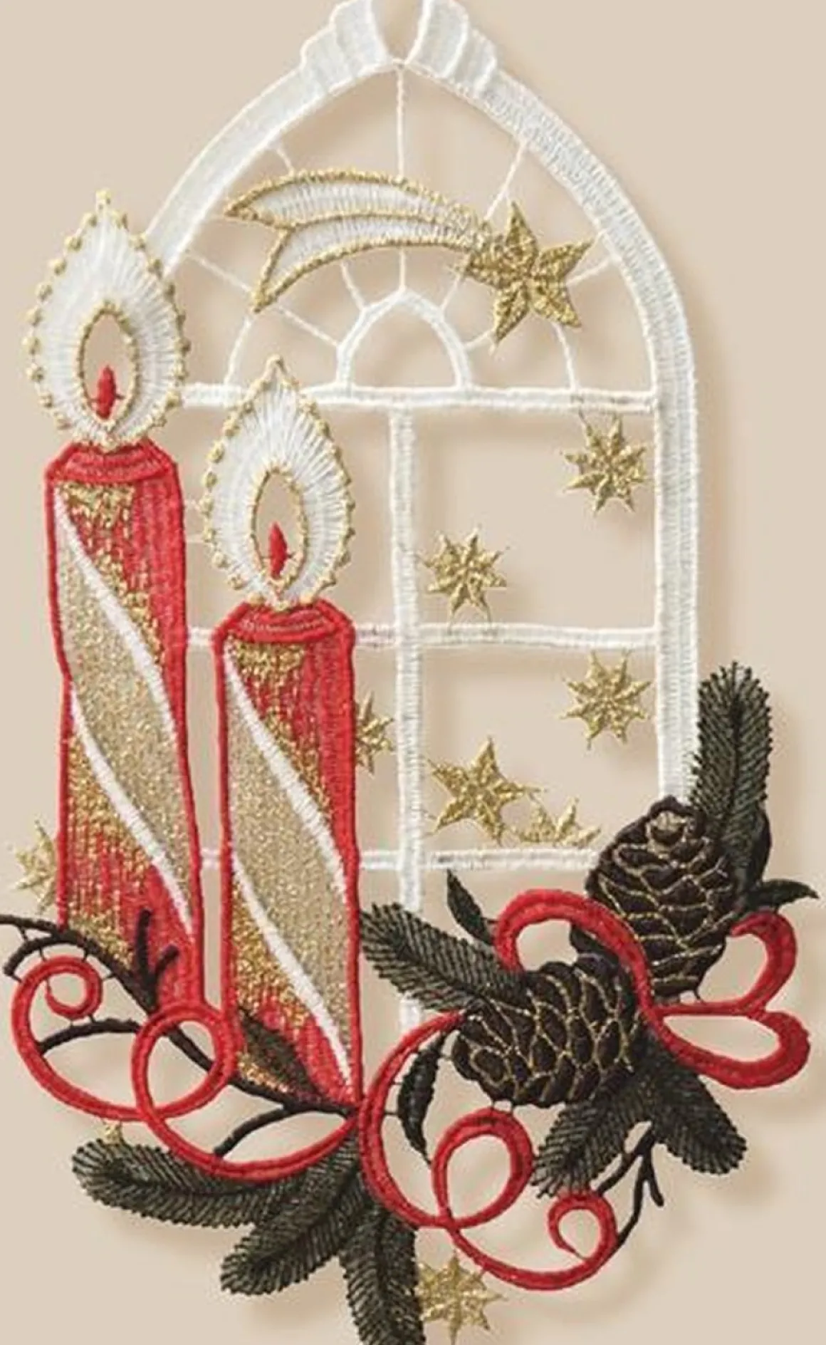 Merkloos Artisanale - Kerstdecoratie - Raam - Raamhanger In Kant - Kaarsen Voor Raam Clearance