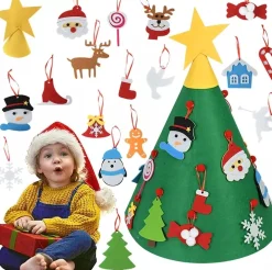 Wondersathome Kunstkerstbomen^Baby`S Eerste Kerstboom - Vilten Kerstboom - Baby`S First Christmastree - Kinder Kerstboom Vilt - Incl Accessoires - Complete Kerstboom Voor Kinderen - Kerstdecoratie - Merry Christmas -