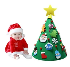Wondersathome Kunstkerstbomen^Baby`S Eerste Kerstboom - Vilten Kerstboom - Baby`S First Christmastree - Kinder Kerstboom Vilt - Incl Accessoires - Complete Kerstboom Voor Kinderen - Kerstdecoratie - Merry Christmas -