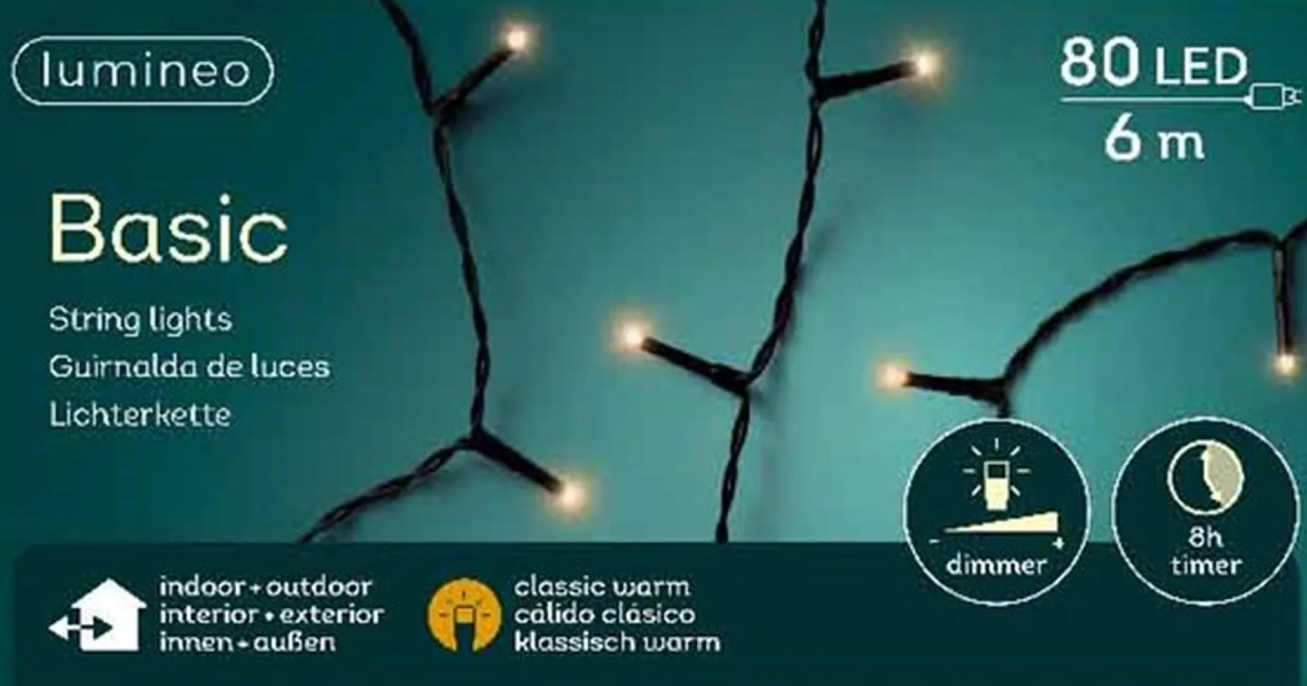 Lumineo Kerstlichtsnoeren^Basic Rice Lights 80Led 6M Classic Warm | 494333