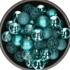 Bellatio Decorations Kerstballen - 37 Stuks - Turquoise Blauw - Kunststof - 6 Cm Turquoise, Blauw Cheap