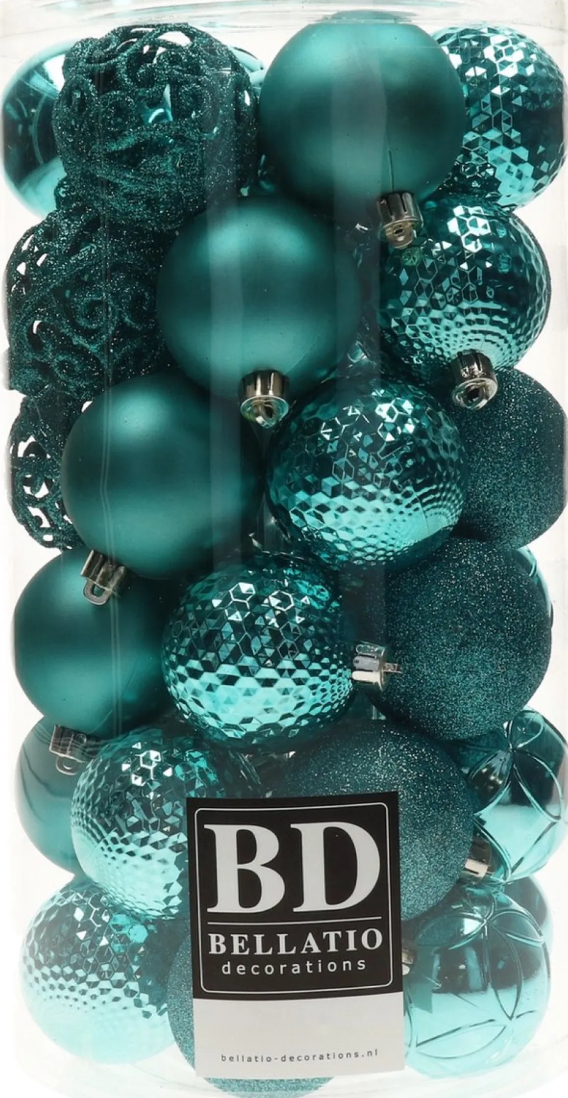 Bellatio Decorations Kerstballen - 37 Stuks - Turquoise Blauw - Kunststof - 6 Cm Turquoise, Blauw Cheap