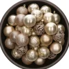 Bellatio Decorations Kerstballen - 37 Stuks - Parel Champagne - Kunststof - 6 Cm Champagnekleurig Fashion