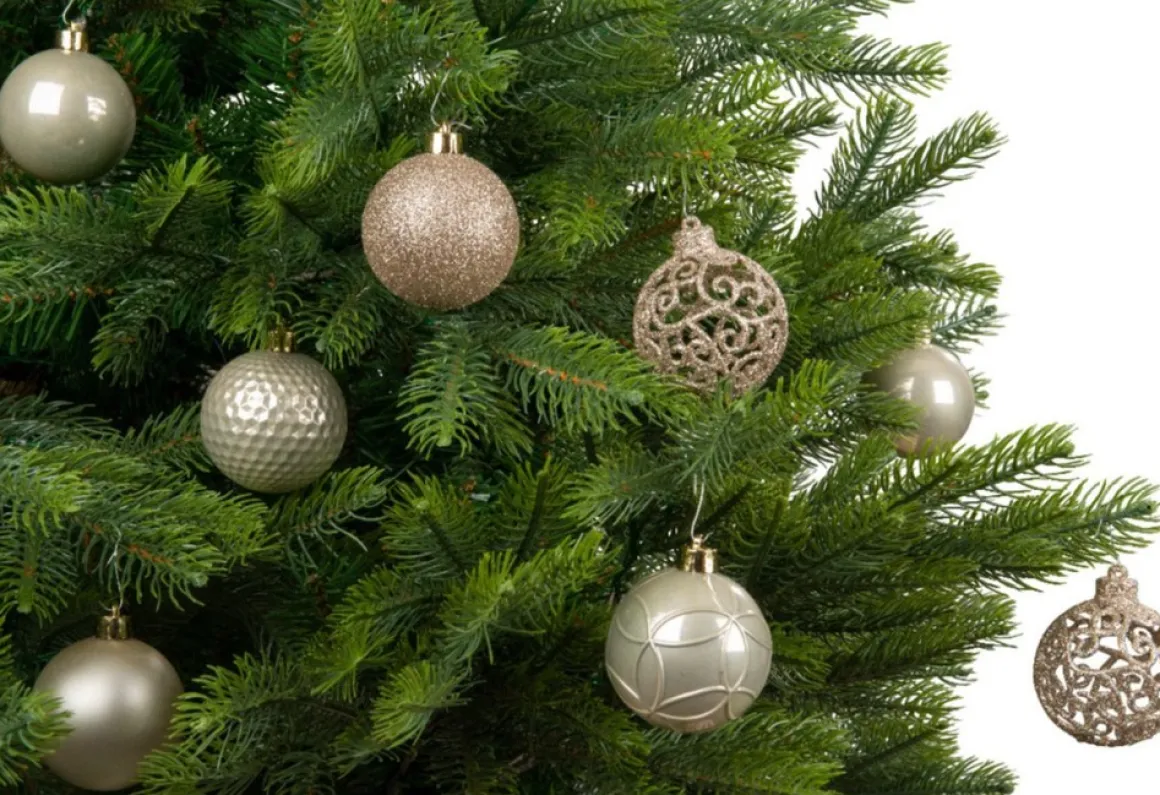 Bellatio Decorations Kerstballen - 37 Stuks - Parel Champagne - Kunststof - 6 Cm Champagnekleurig Fashion