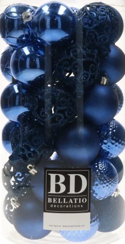 Bellatio Decorations Kerstballen - 37 Stuks - Kobalt Blauw - Mix - Onbreekbaar - 6 Cm Kobalt Blauw, Blauw Online