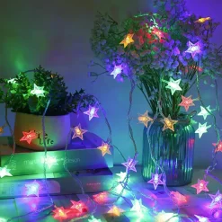 Bera L. Kerstlichtsnoeren^ Kerst - Kerstboom - Kerstverlichting - Kerstversiering - Rgb Led Sterretjes Met Afstandsbediening - 10 Meter 50 Lichtjes Sterretjes - Gordijn Lichtslingers Met 8 Modi - Indoor - Bruiloft - Licht Decoratie