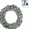 Decoris Besneeuwde Kerstkrans/Dennenkrans/Deurkrans 60 Cm Inclusief Helder Witte Verlichting Shop