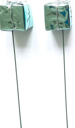 Merkloos Bijstekers –Turquoise Kleurig Kadootje Op Ijzerdraad -Kerststukje Maken–Decoratie-Feestartikel- 60 Stuks – 2.5 X 2.5 Cm – Bij-002 Clearance