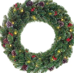 Black Box Trees Creston Kerstkrans Met Led Verlichting - O60 Cm - Groen Fashion