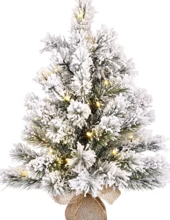 Black Box Kunstkerstbomen^ Trees Dinsmore Kunstkerstboom In Jute Met Led Verlichting - H60 X O50 Cm - Frosted Green