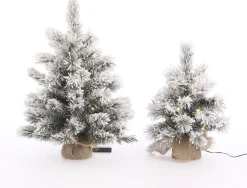 Black Box Kunstkerstbomen^ Trees Dinsmore Kunstkerstboom In Jute Met Led Verlichting - H60 X O50 Cm - Frosted Green