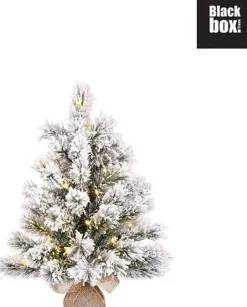 Black Box Kunstkerstbomen^ Trees Dinsmore Kunstkerstboom In Jute Met Led Verlichting - H60 X O50 Cm - Frosted Green