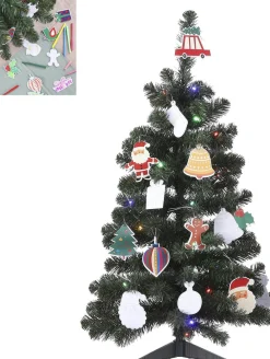 Black Box Kunstkerstbomen^ Trees Fay Kunstkerstboom Met 30 Ornamenten En Led Verlichting - H90 Cm - Groen