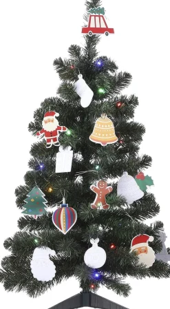 Black Box Kunstkerstbomen^ Trees Fay Kunstkerstboom Met 30 Ornamenten En Led Verlichting - H90 Cm - Groen