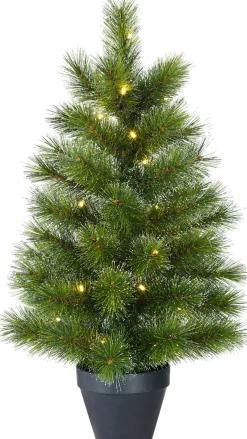 Black Box Kunstkerstbomen^ Trees Glendon Kunstkerstboom In Pot Met 20 Led Lampjes - H60 X O33 Cm - Groen