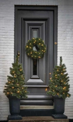Black Box Kunstkerstbomen^ Trees Glendon Kunstkerstboom In Pot Met 20 Led Lampjes - H60 X O33 Cm - Groen