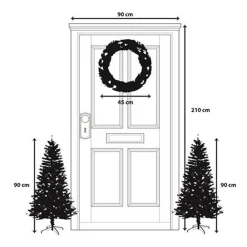 Black Box Kunstkerstbomen^ Trees Glendon Set Van 2 Kerstbomen En 1 Krans Met Led Verlichting - Groen