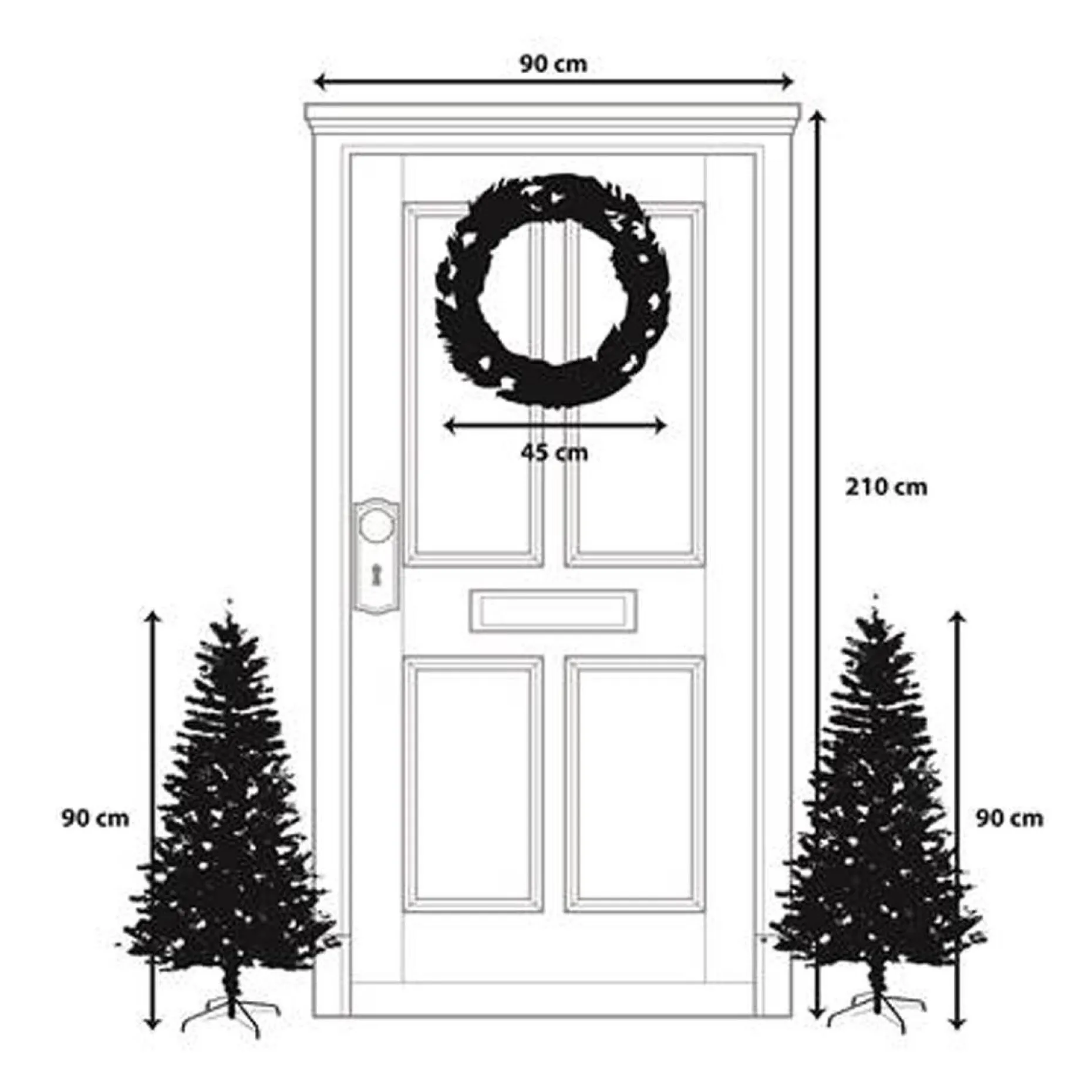 Black Box Kunstkerstbomen^ Trees Glendon Set Van 2 Kerstbomen En 1 Krans Met Led Verlichting - Groen
