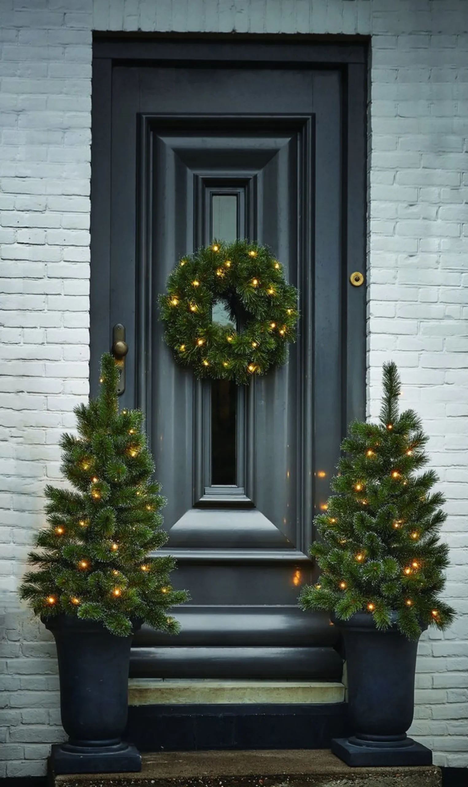 Black Box Kunstkerstbomen^ Trees Glendon Set Van 2 Kerstbomen En 1 Krans Met Led Verlichting - Groen