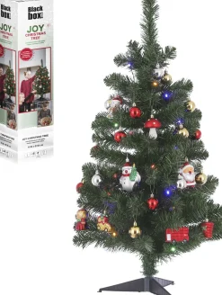 Black Box Kunstkerstbomen^ Trees Joy Kunstkerstboom Met 26 Ornamenten En Led Verlichting - H90 X O50 Cm - Groen