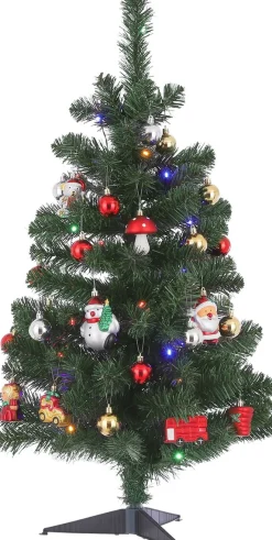 Black Box Kunstkerstbomen^ Trees Joy Kunstkerstboom Met 26 Ornamenten En Led Verlichting - H90 Cm - Groen