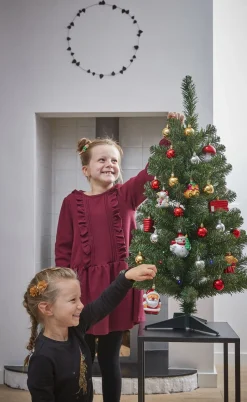 Black Box Kunstkerstbomen^ Trees Joy Kunstkerstboom Met 26 Ornamenten En Led Verlichting - H90 Cm - Groen