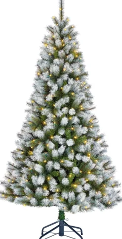 Black Box Kunstkerstbomen^ Trees Kingston Kerstboom Led Frosted Groen - Kunstgroen - 215X117 Cm